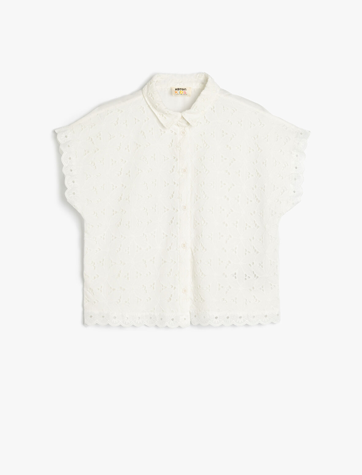 Dantel Detaylı polo Yaka Kısa Kollu Crop Gömlek