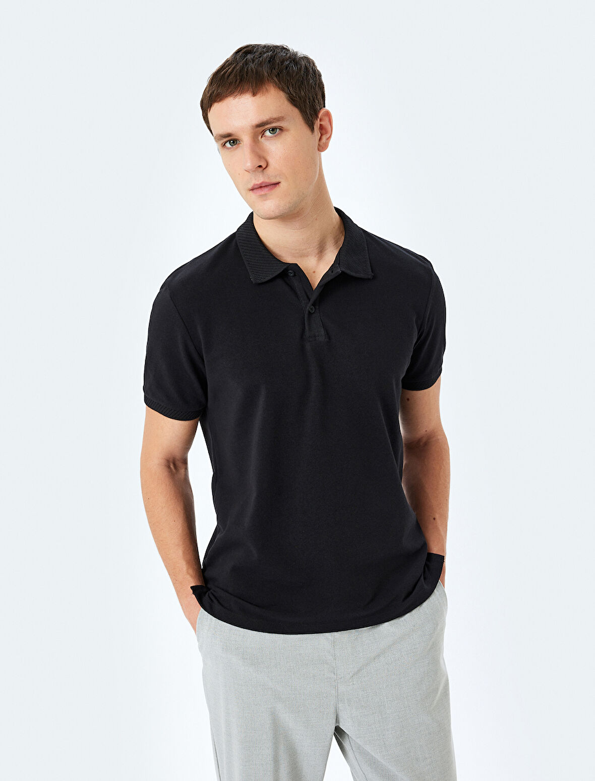 Slim Fit Kısa Kollu Pamuklu Polo Yaka Tişört