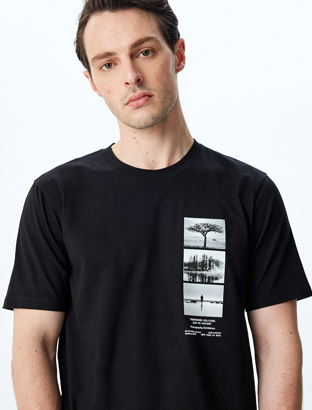 Regular Fit Pamuklu Baskılı Kısa Kollu Bisiklet Yaka Tişört