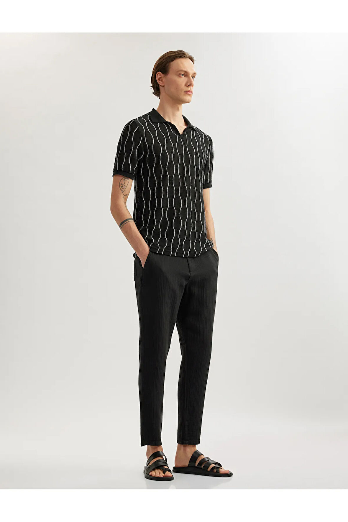 Pamuklu Müslin Chino Cep Detaylı Beli Bağcıklı Yazlık Pantolon