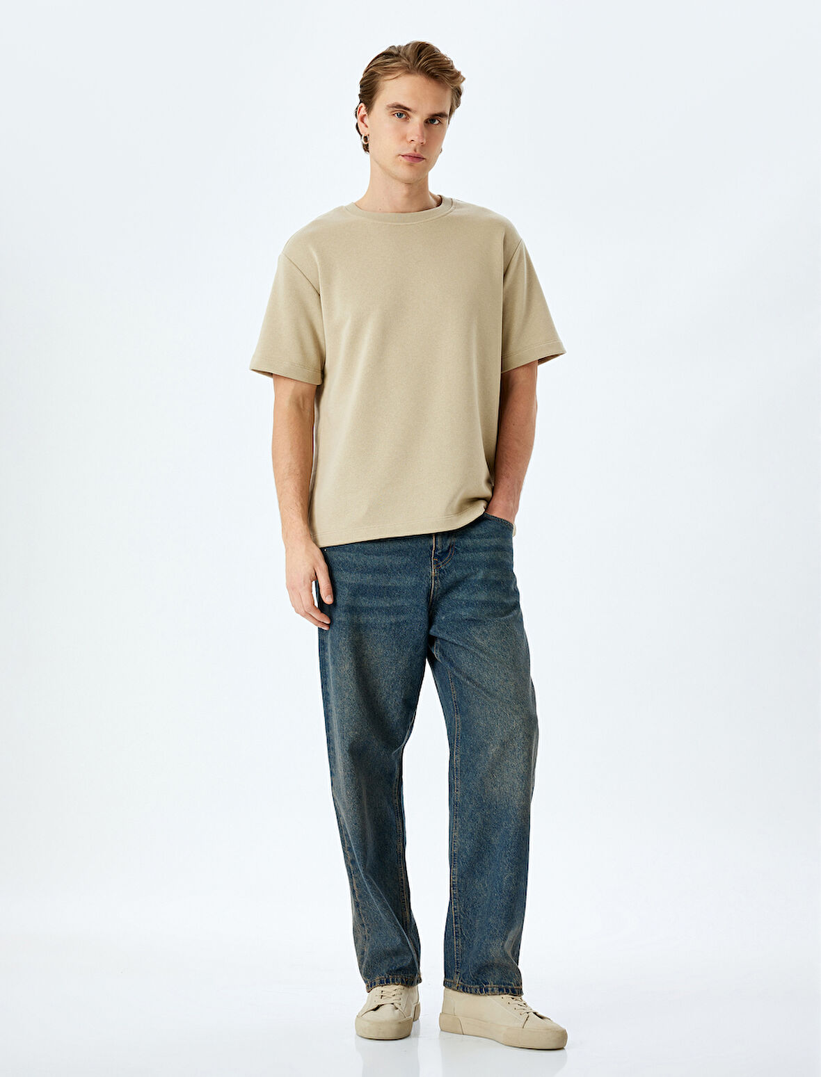 Normal Bel Pamuklu Bol Baggy Jean Pantolon