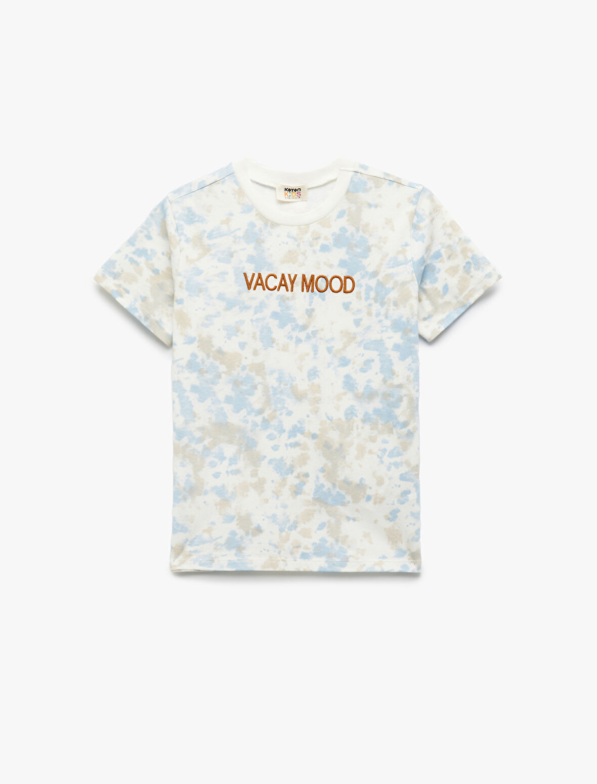 Nakış Detaylı Kısa Kollu Bisiklet Yaka Pamuklu Tişört