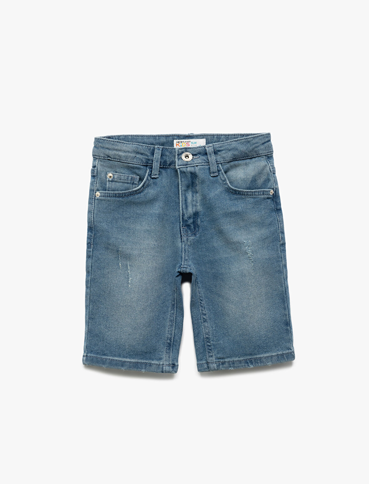 Pamuklu Beli Ayarlanabilir Lastikli Cep Detaylı Denim Şort