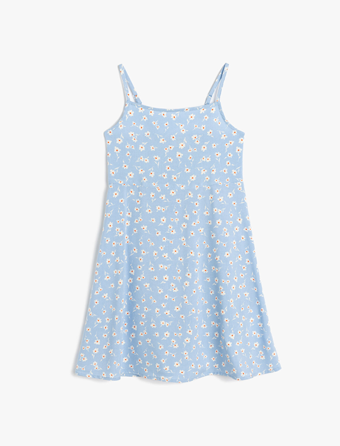 Çiçek Desenli İnce Askılı Viskon Elbise