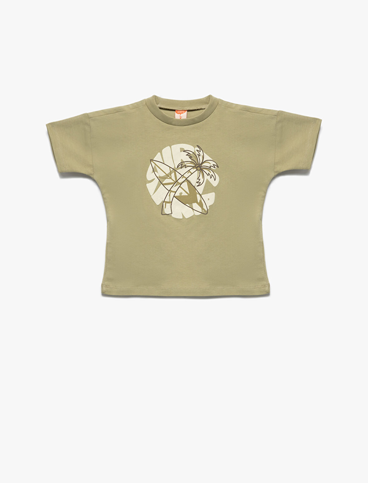 Bisiklet Yaka Kısa Kollu Baskılı Pamuklu Tişört