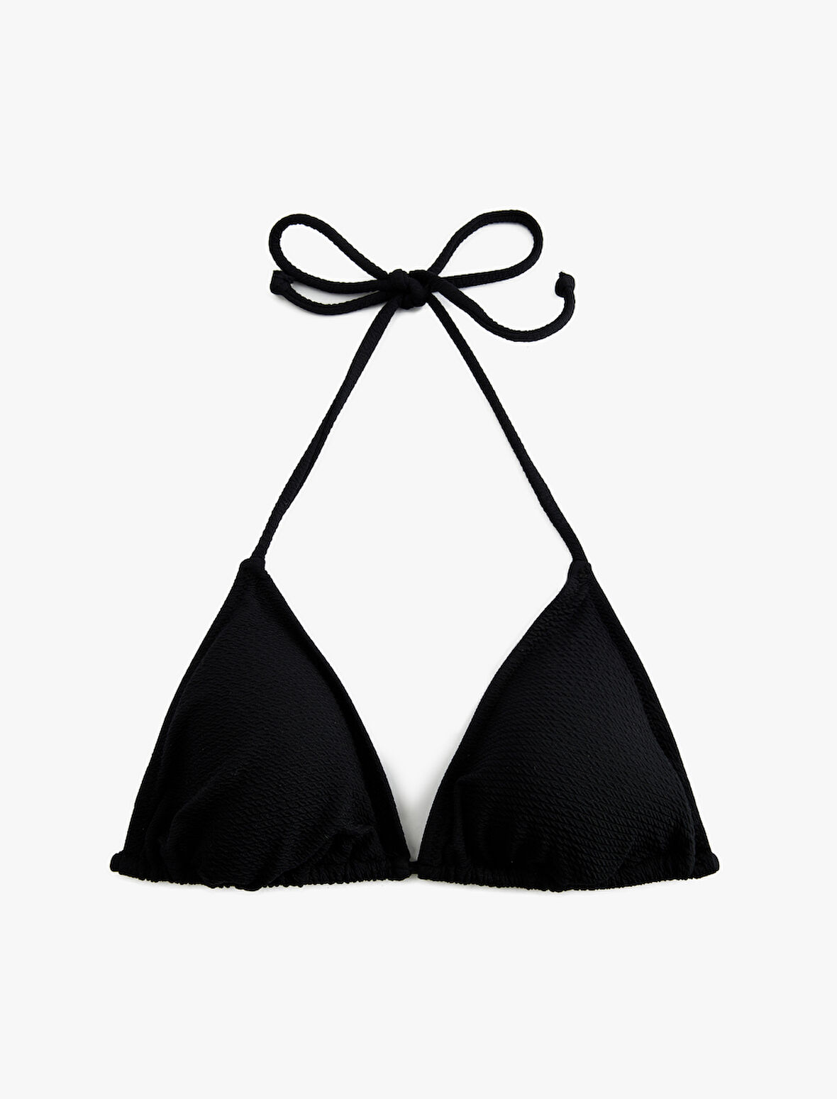 Dokulu Üçgen Boyundan Bağlamalı İpli Bikini Üstü