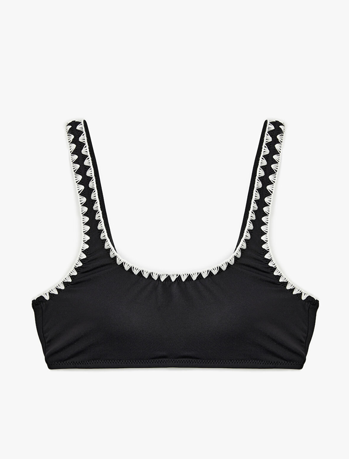 Astarlı Hafif Destekli Kroşe Detaylı U Yaka Bralet Bikini Üstü