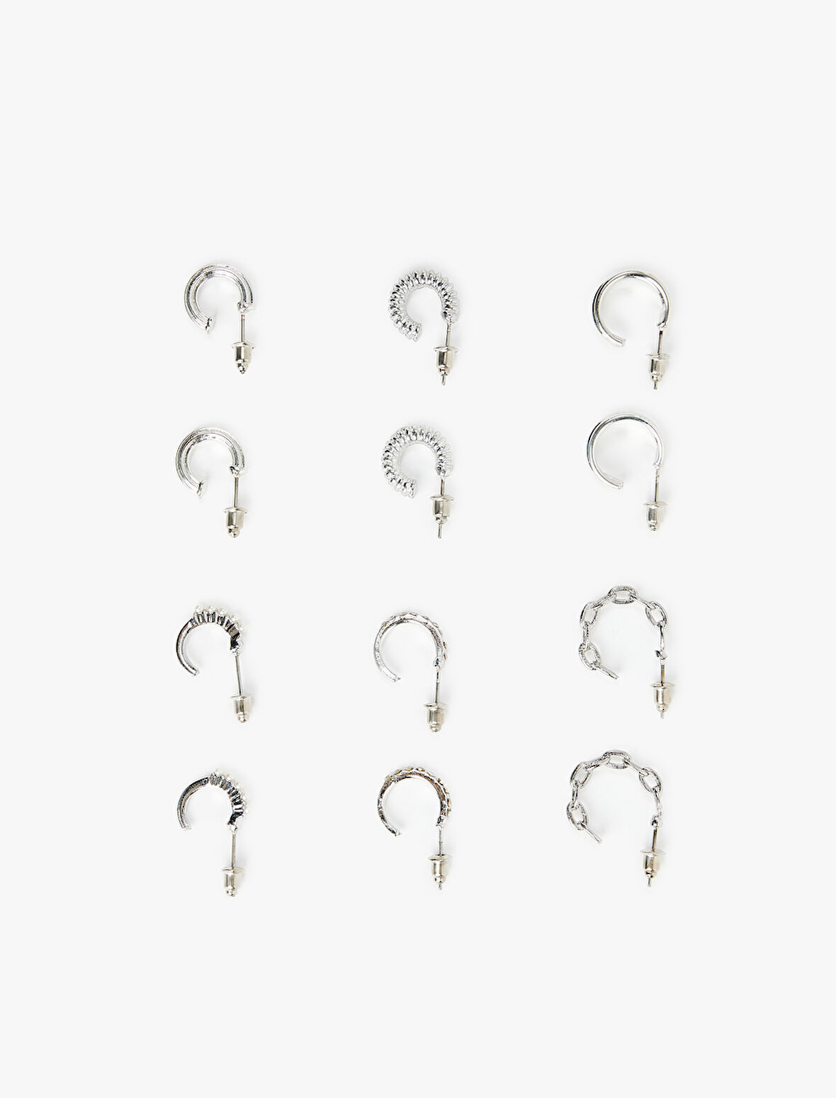 Taş ve İnci Detaylı 6'lı Halka Küpe Seti