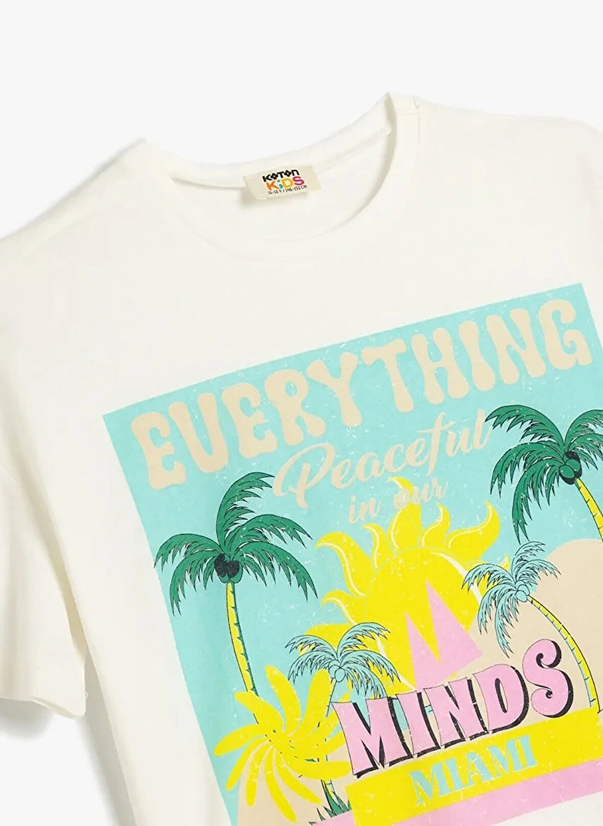 Koton Baskılı Ekru Kız Çocuk T-Shirt 5SKG10141AK
