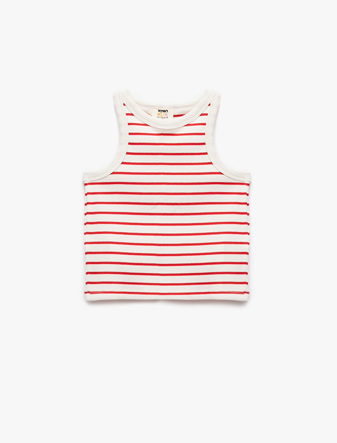 Pamuklu Bisiklet Yaka Kaşkorse Çizgili Crop Atlet