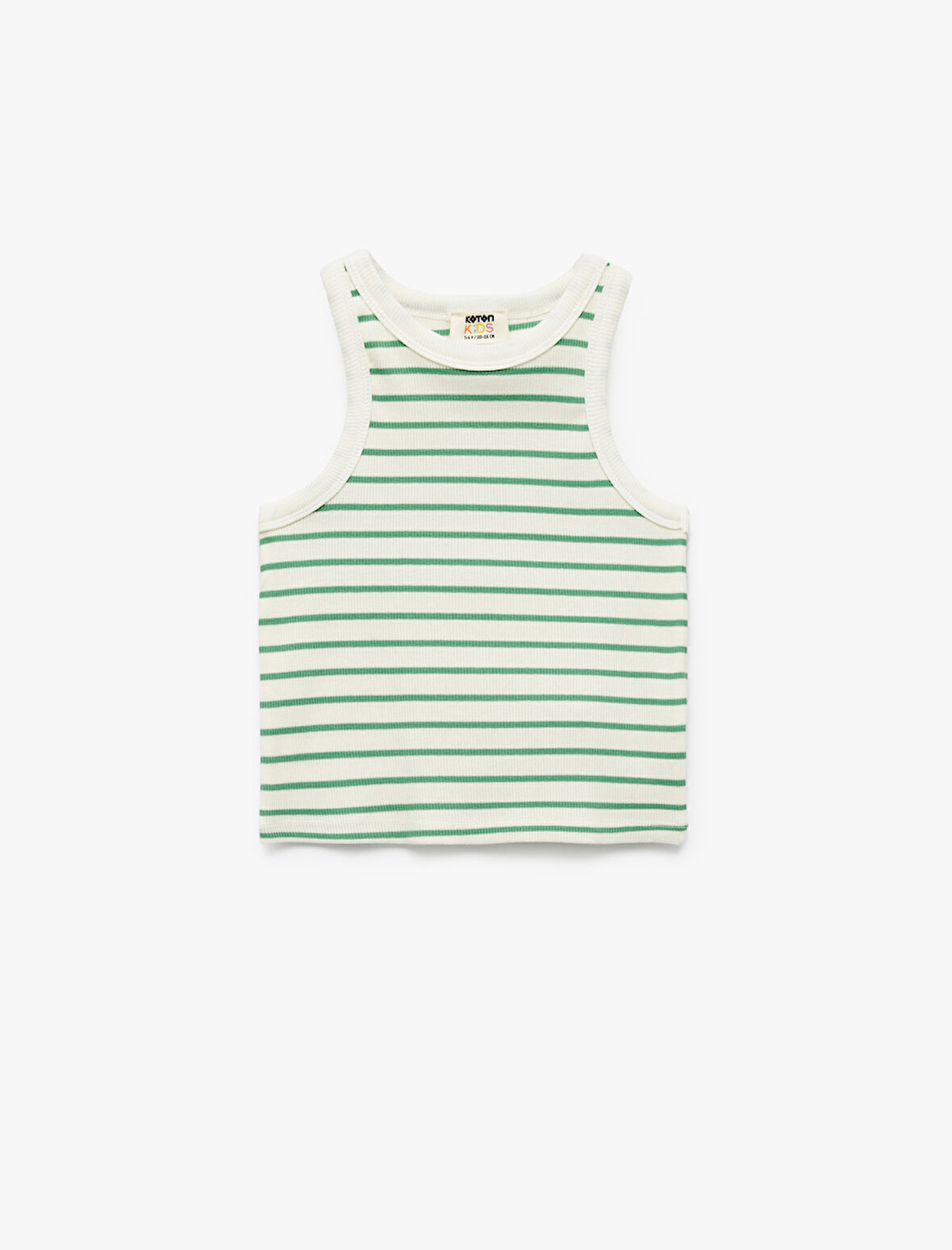 Pamuklu Bisiklet Yaka Kaşkorse Çizgili Crop Atlet