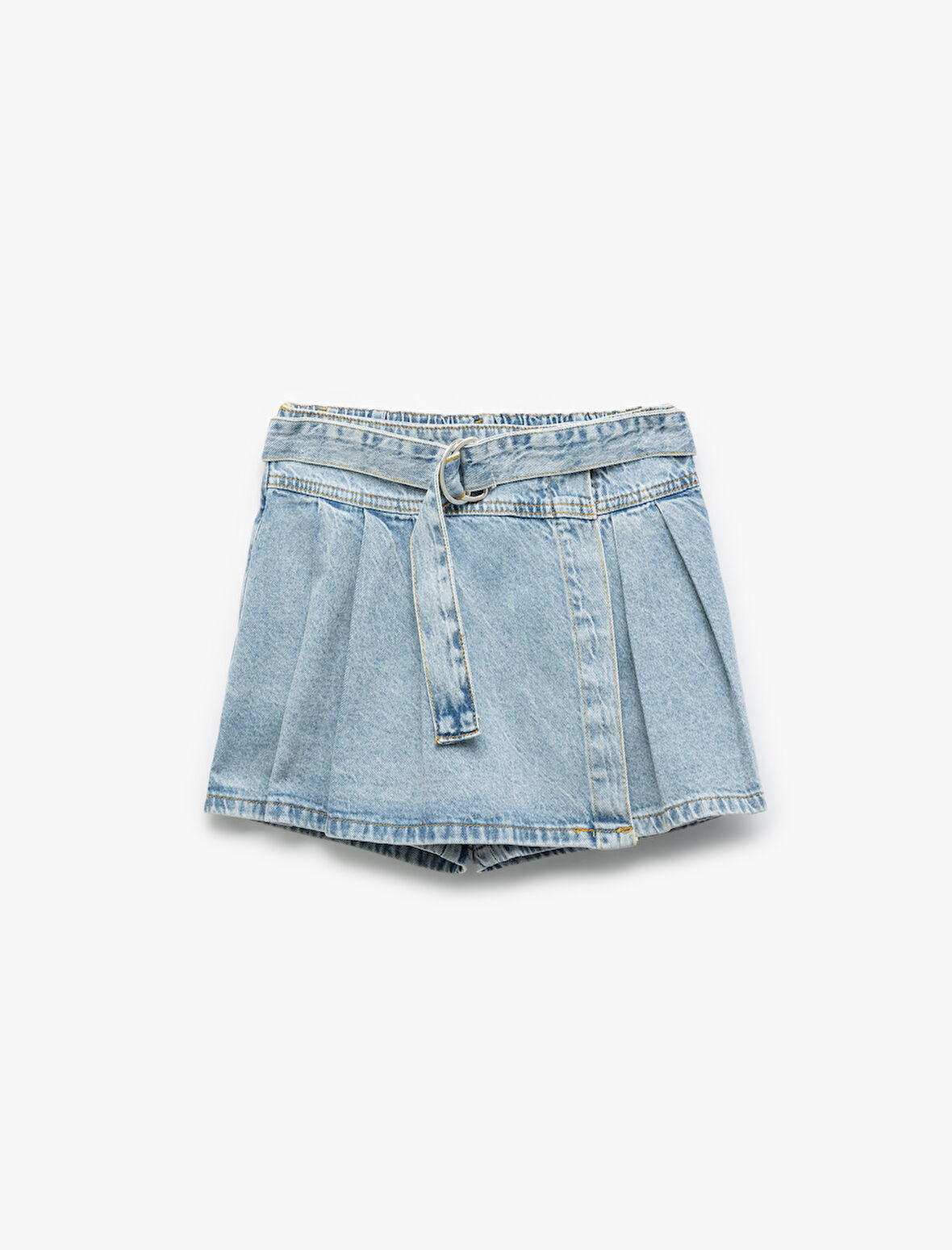 Pamuklu Cepli Kemer Detaylı Denim Şort Etek