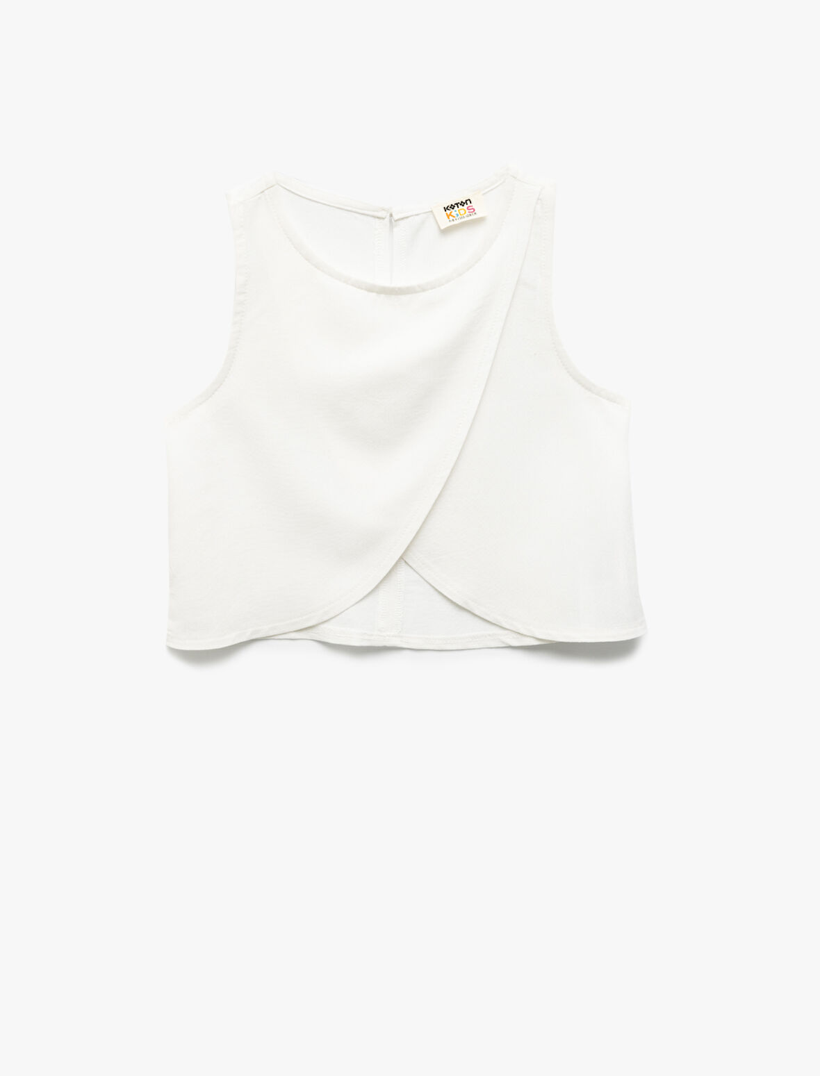 Bisiklet Yaka Kolsuz Asimetrik Kesim Viskon Bluz