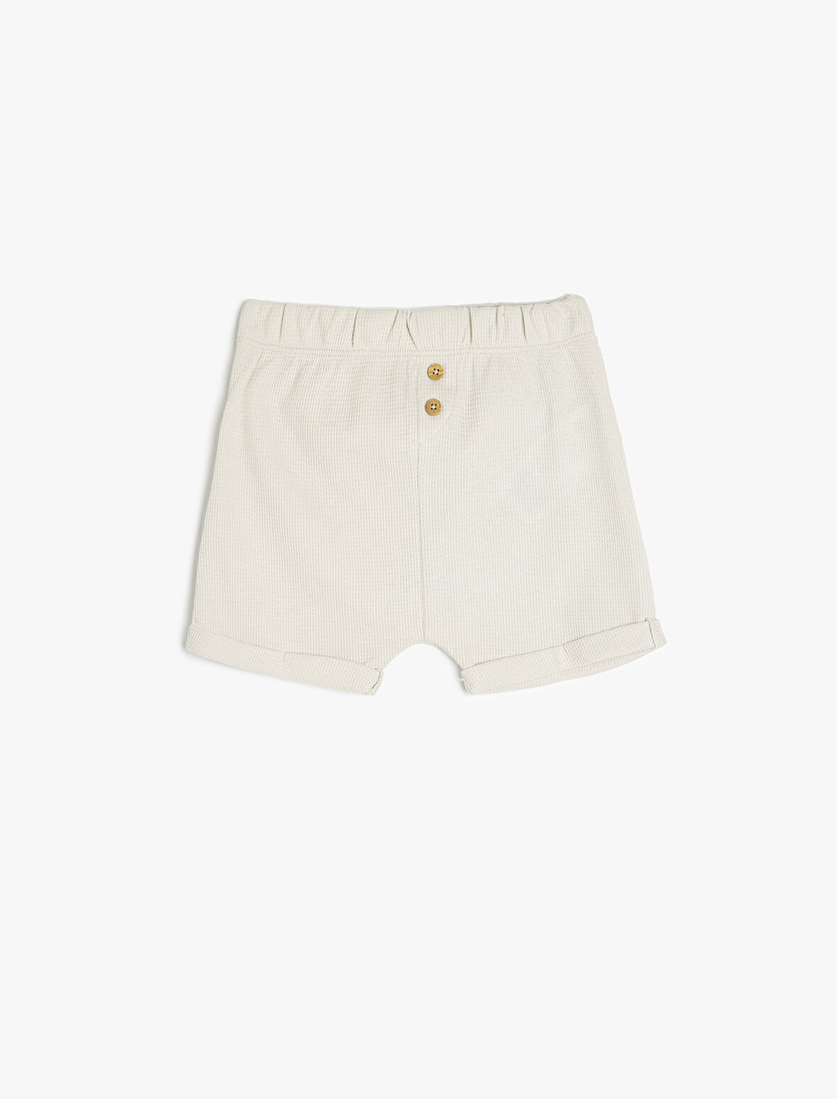 Beli Lastikli Düğme Detaylı Pamuklu Şort
