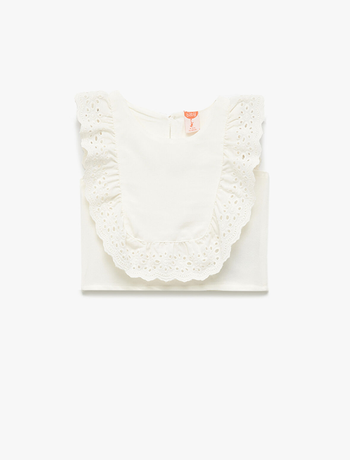 Viskon ve Keten Karışımlı Kolsuz Bisiklet Yaka Brodeli Bluz