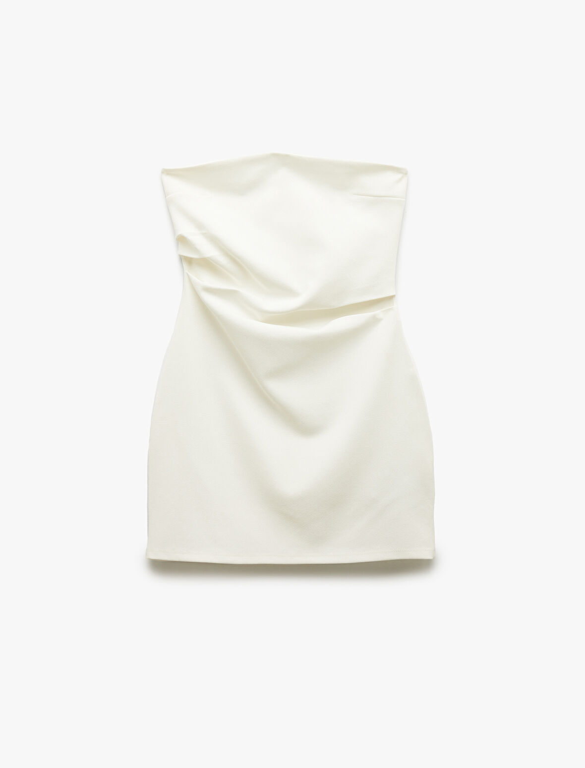 Scuba Krep Kumaş Drape Detaylı Mini Straplez Elbise