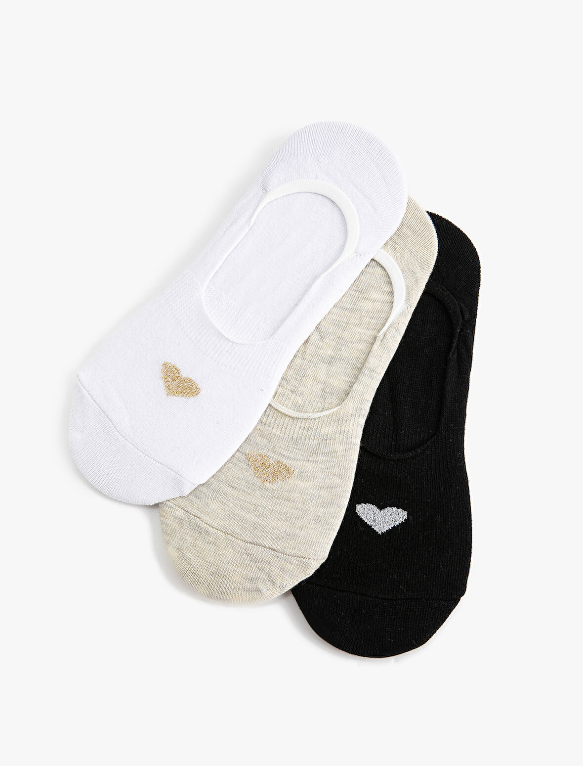 Babet Çorap Seti 3'lü Kalp Desenli Sim Detaylı