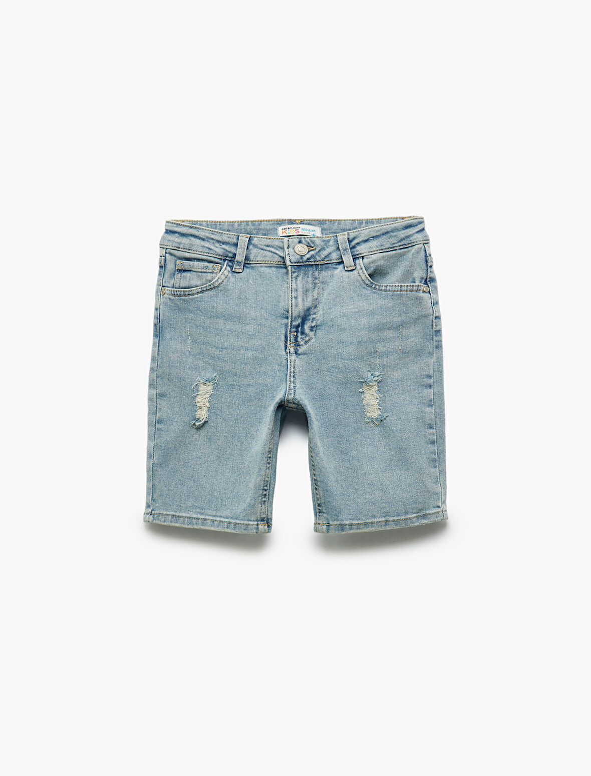 Pamuklu Cepli Yıpratılmış Detaylı Denim Şort
