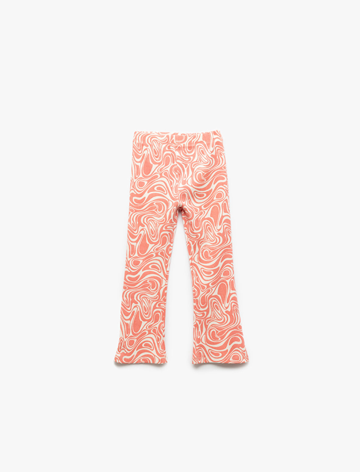 Pamuklu Beli Lastikli Desenli İspanyol Paça Tayt