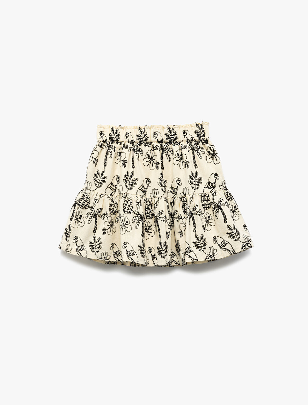 Beli Lastikli Katlı Desenli Pamuklu Etek