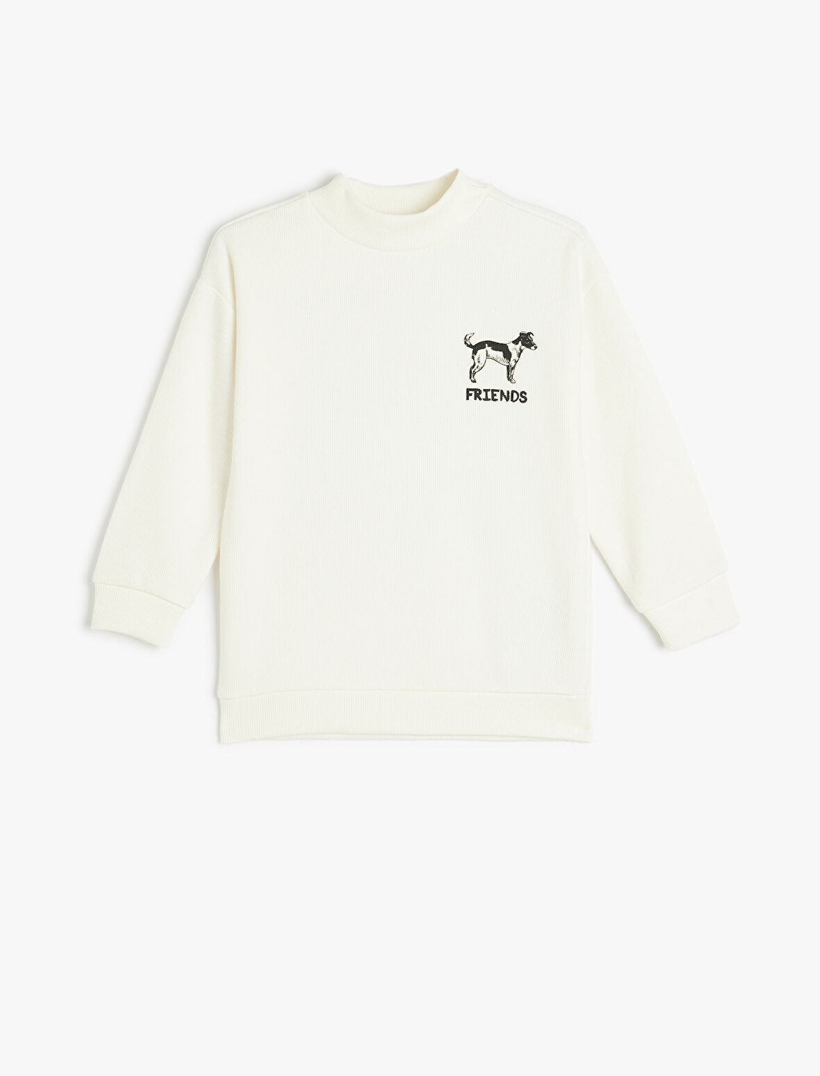Sweatshirt Yarım Balıkçı Yaka Köpek Baskılı Dokulu 