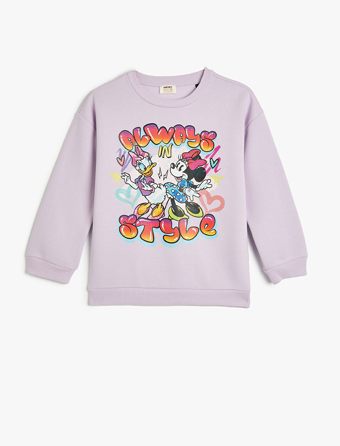 Mickey Mouse ve Daisy Duck Sweatshirt Lisanslı Uzun Kollu Bisiklet Yaka Şardonlu