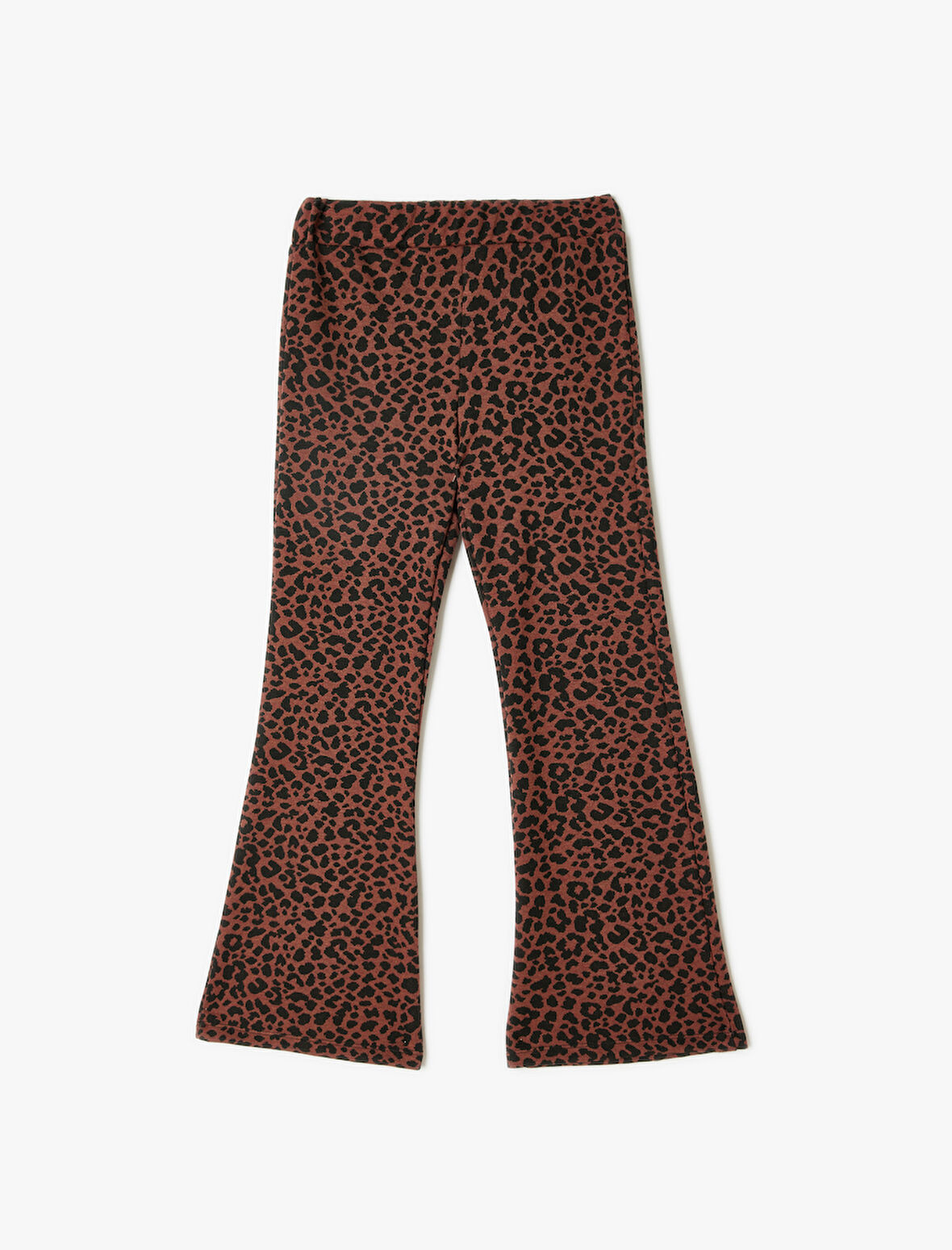 İspanyol Paça Pantolon Leopar Desenli Beli Lastikli 