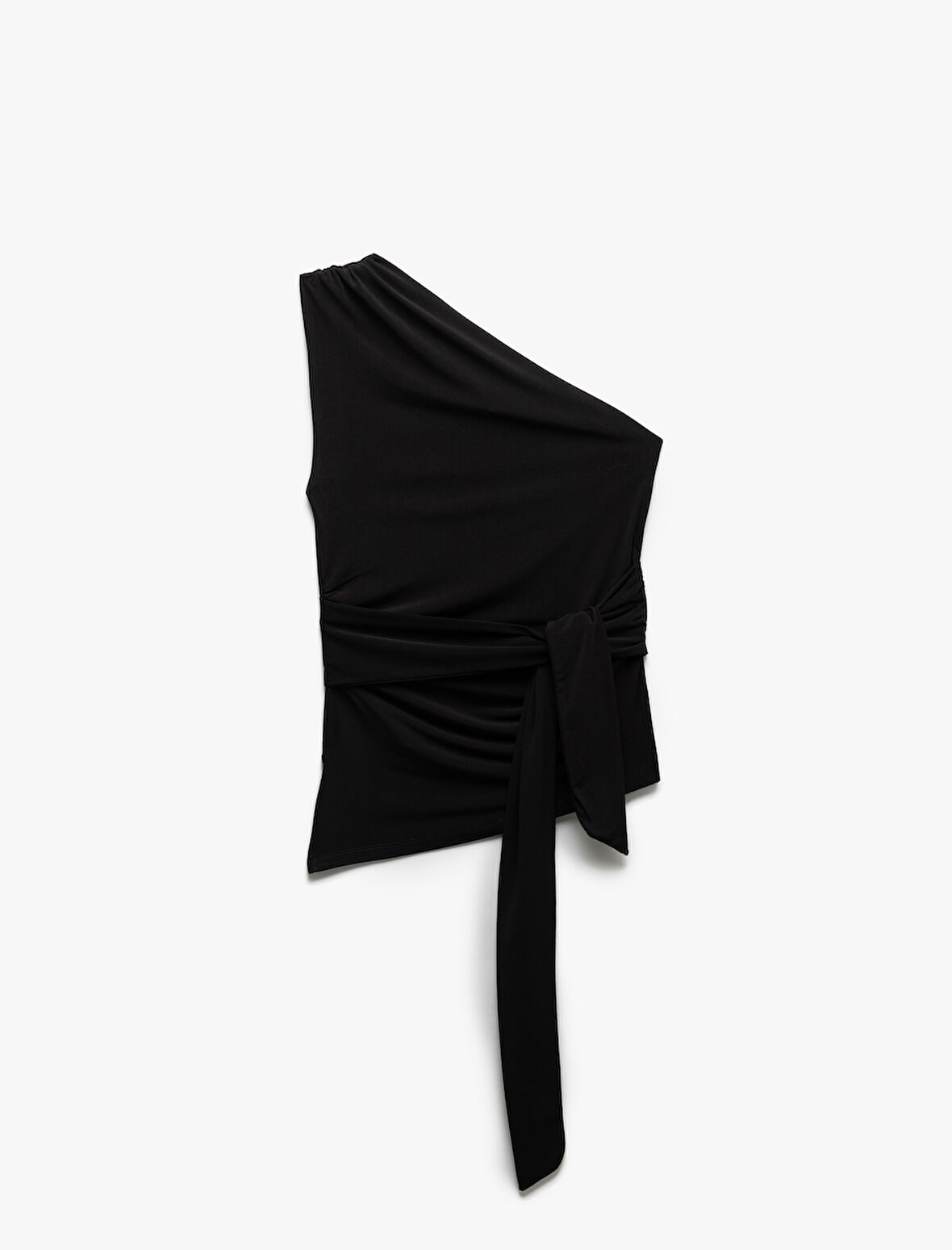 Kolsuz Bağlama Detaylı Asimetrik Drape Detaylı Tek Omuz Bluz