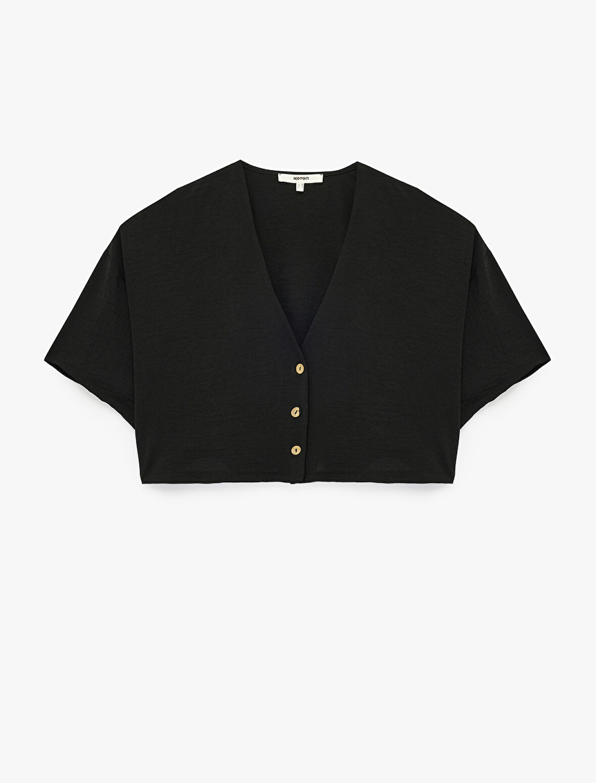 Bol Kalıp V Yaka Kısa Kollu Crop Gömlek