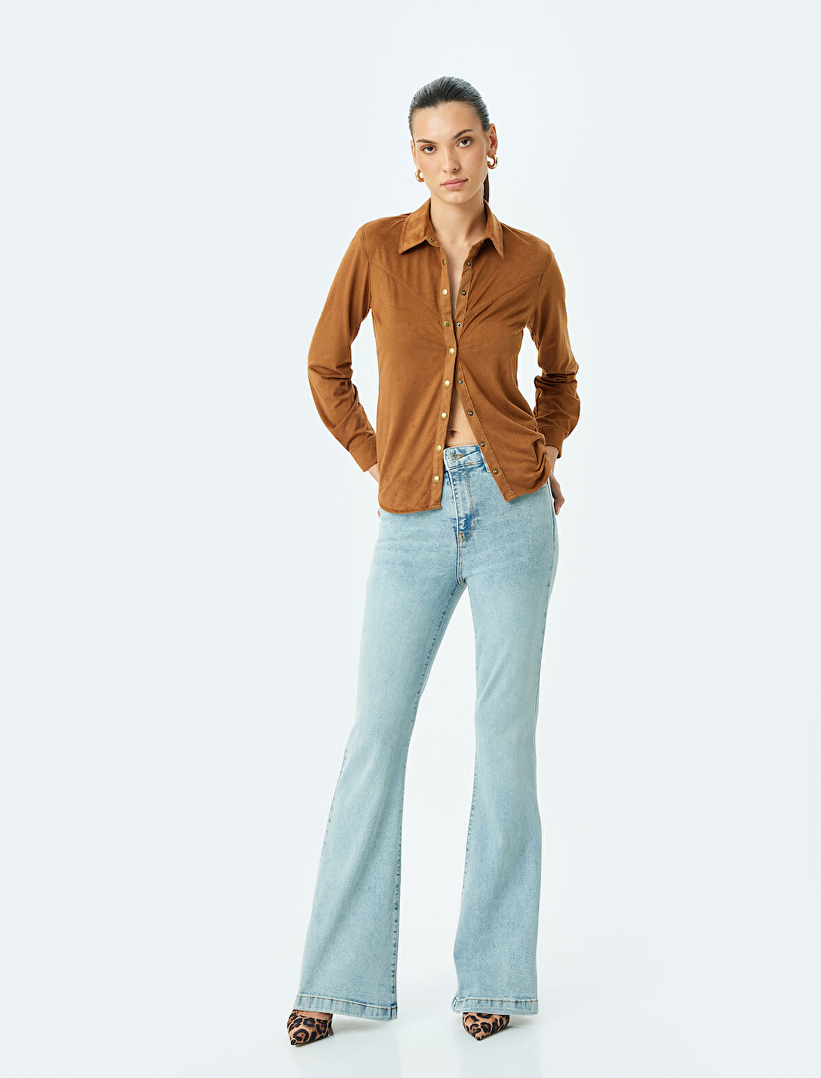 Yüksek Bel İspanyol Paça Denim Pantolon - Flare Jean