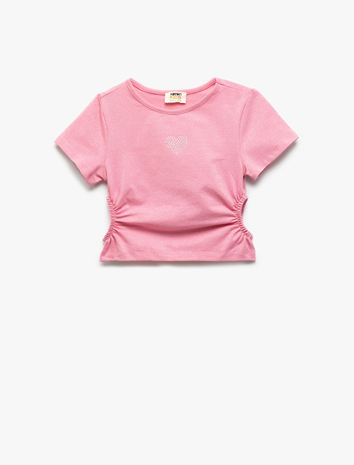 Pencere Detaylı Bisiklet Yaka Kısa Kollu Pamuklu Crop Bluz