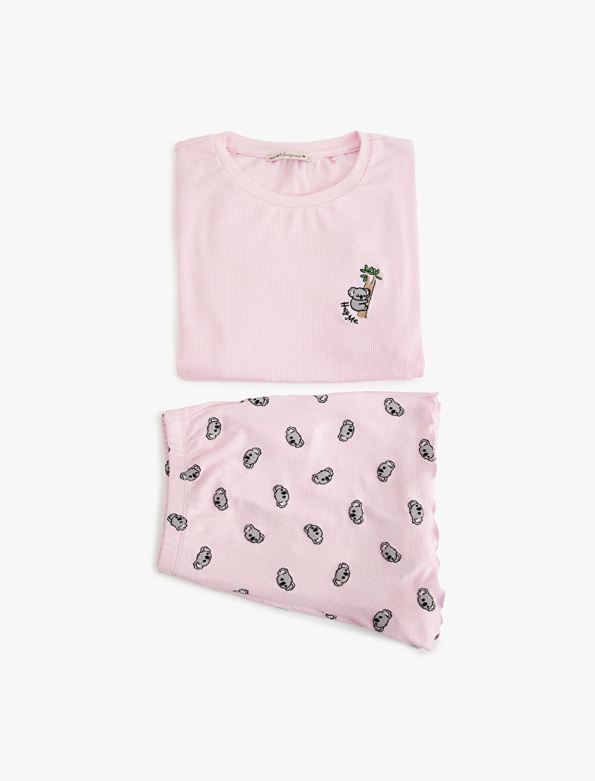 Viskon Bisiklet Yaka Koala Baskılı Şortlu Pijama Takımı