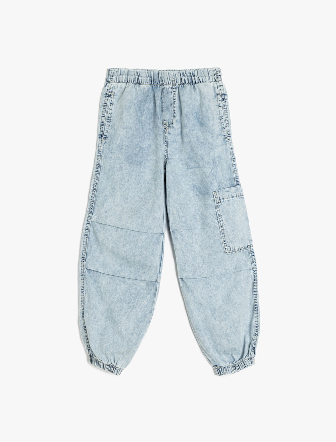 Beli Lastikli Pamuklu Paraşüt Denim Pantolon 