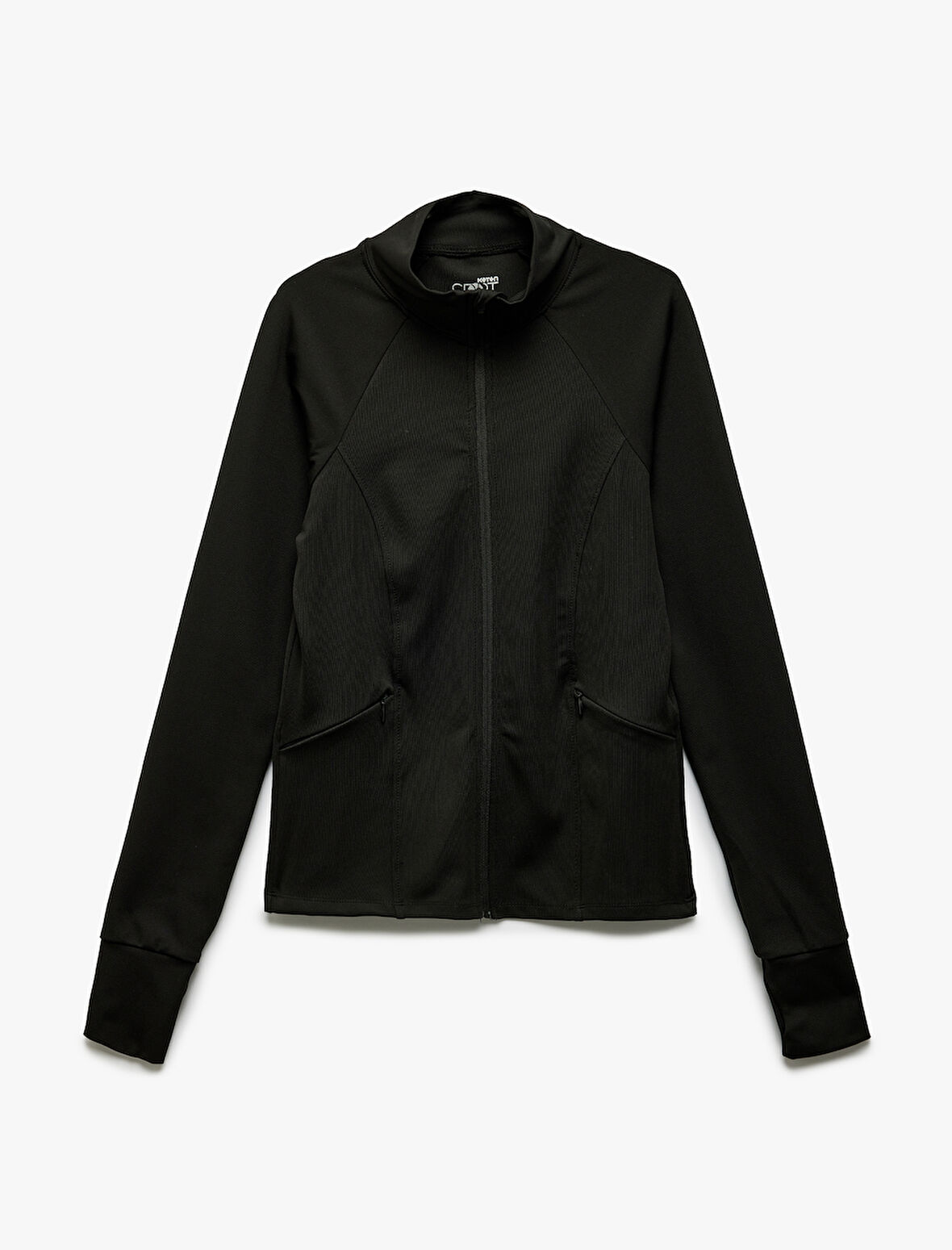 Fermuarlı Cep Detaylı Dik Yaka Slim Fit Spor Sweatshirt