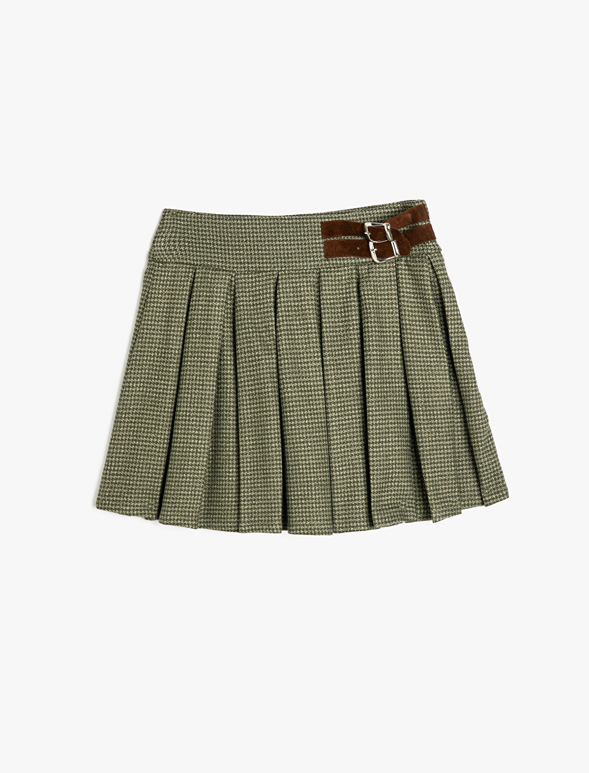 Pileli Etek Kemer Detaylı Viskon Karışımlı