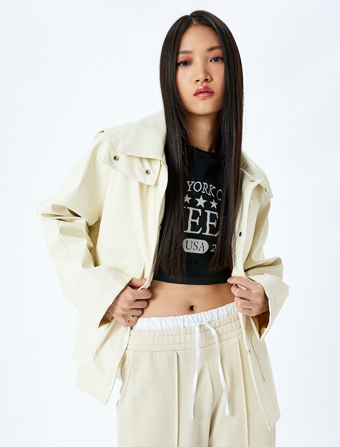 Kapüşonlu Cepli Su İtici Fermuarlı Trençkot