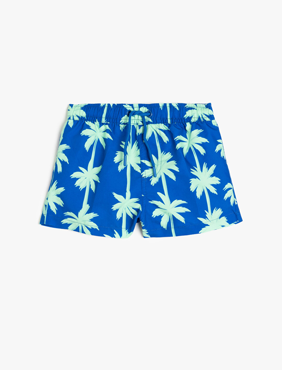 Beli Bağlamalı Palmiye Baskılı Deniz Şortu 