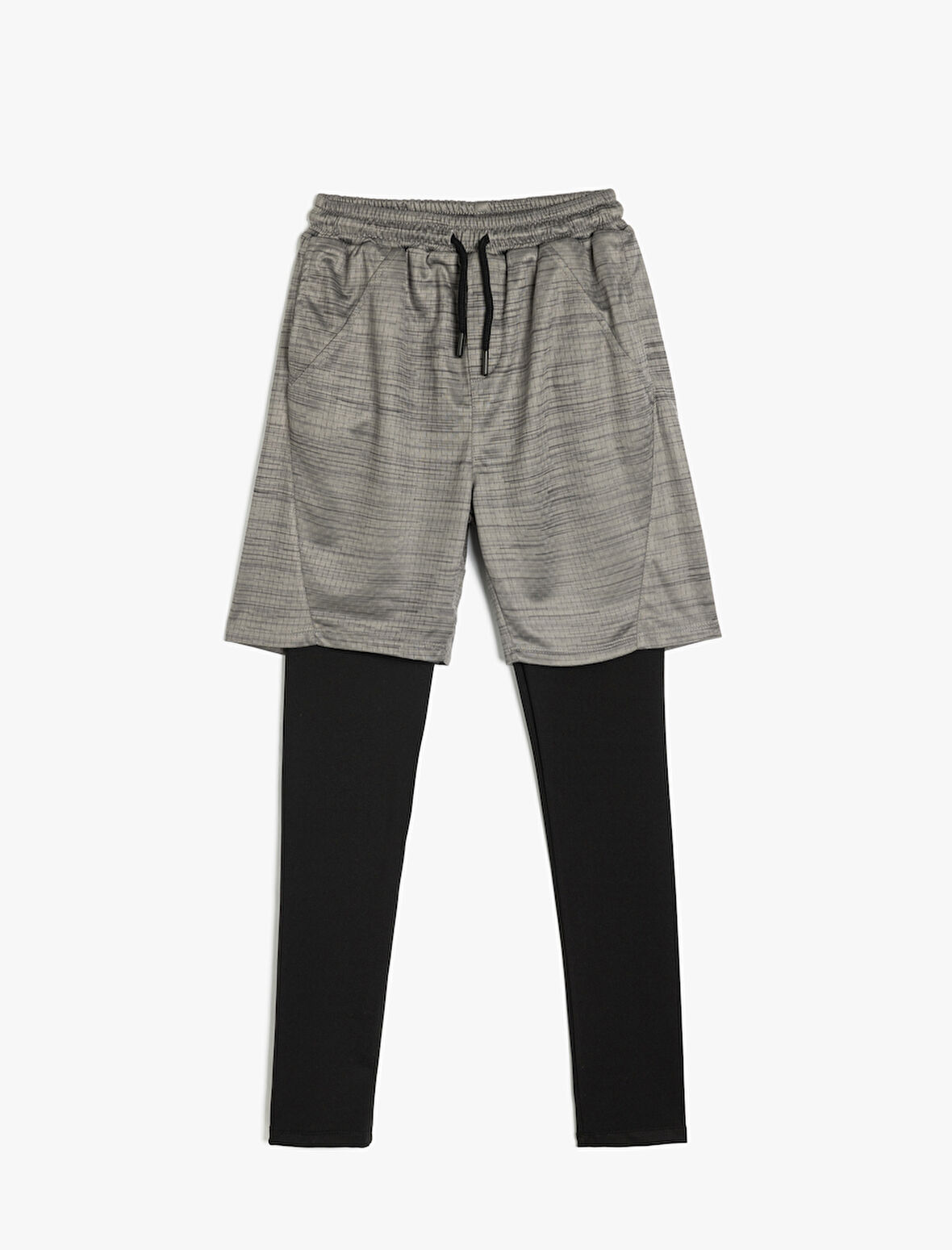 Beli Bağlamalı Cep Detaylı Uzun Taytlı Koşu Şortu