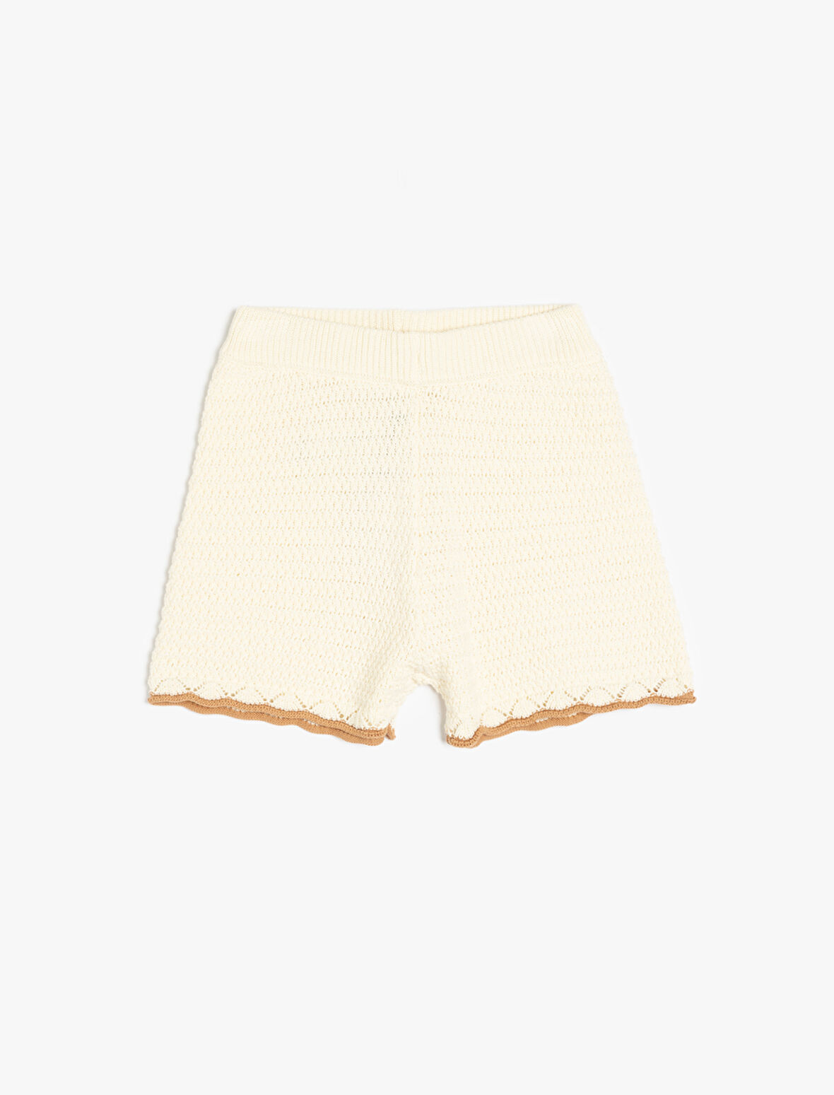 Pamuklu Beli Lastikli Ajurlu Triko Şort