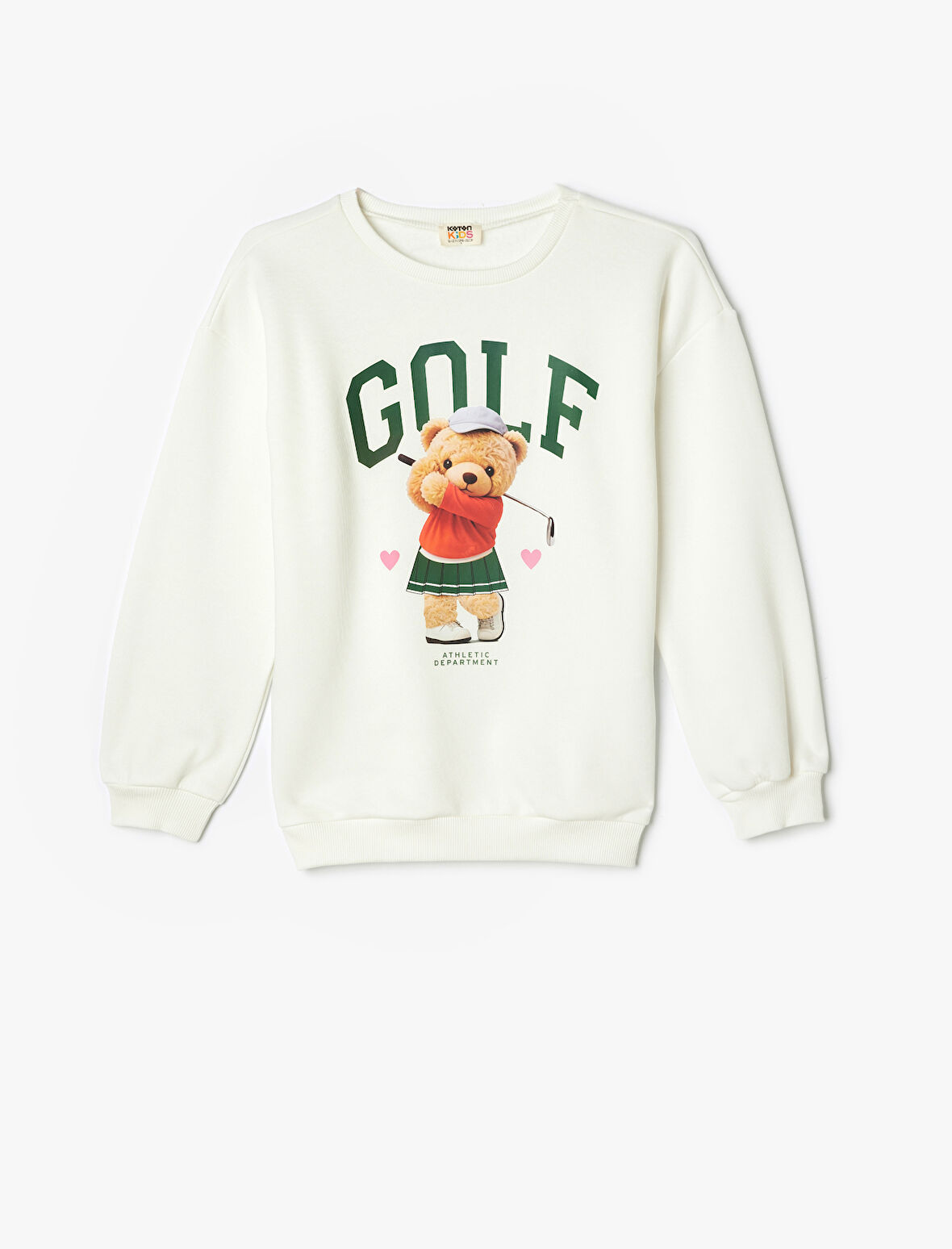 Sweatshirt Ayıcık Baskılı Uzun Kollu Bisiklet Yaka 