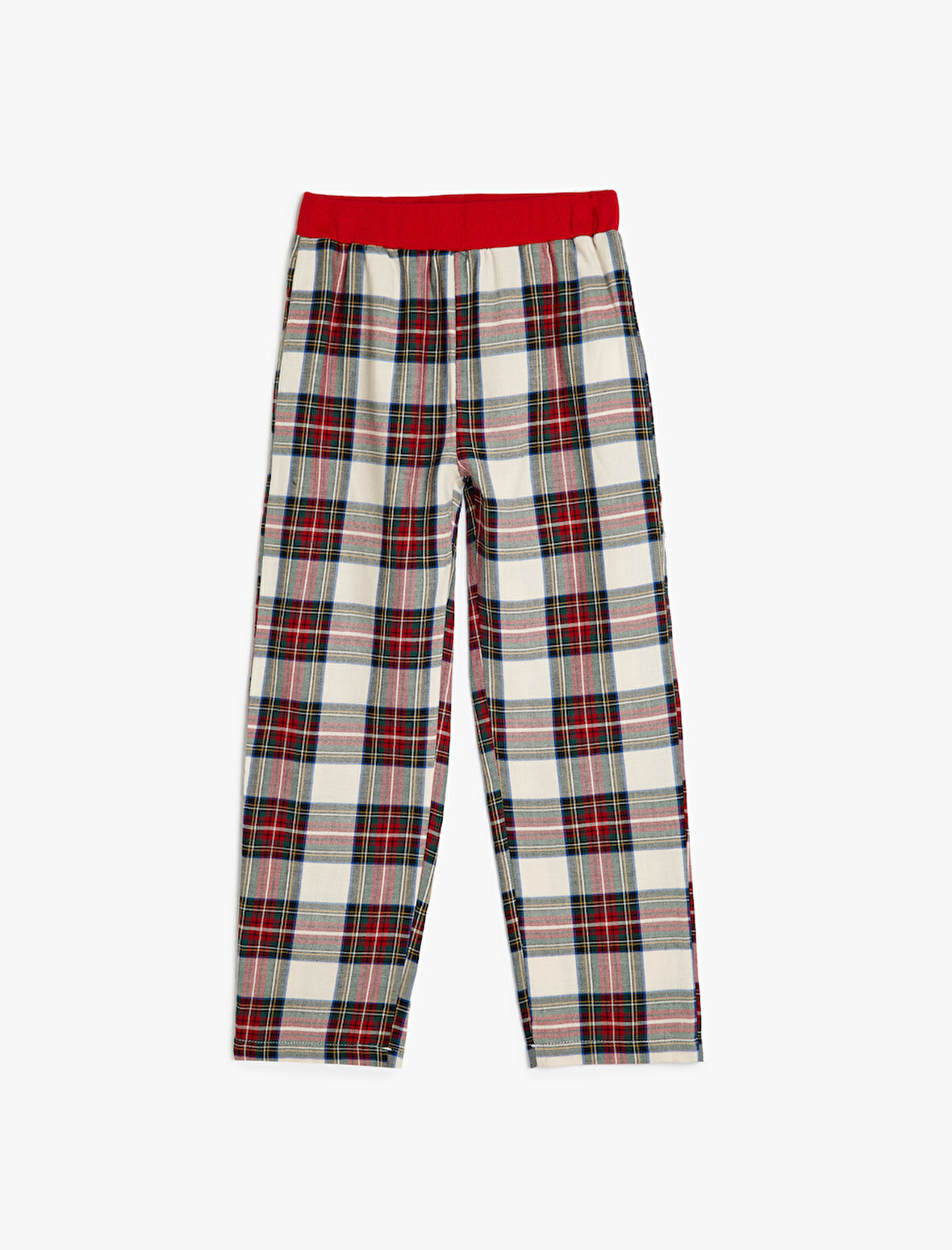 Beli Lastikli Pamuklu Ekoseli Pijama Altı