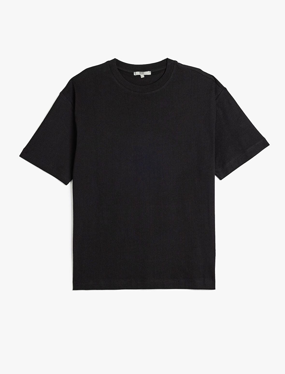 Kısa Kollu Pamuklu Bisiklet Yaka Basic Oversize Tişört