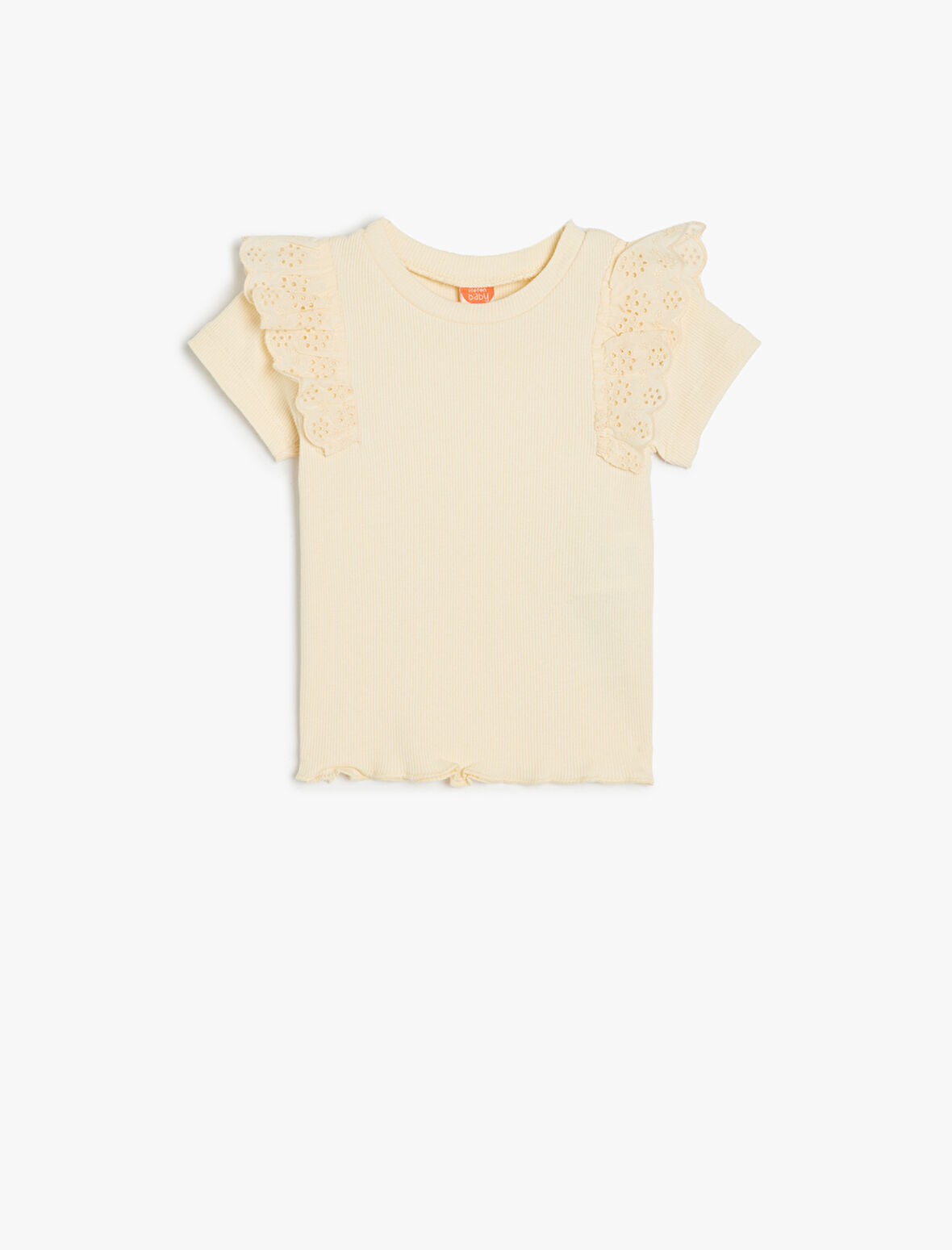 Pamuklu Brodeli Kısa Kollu Bisiklet Yaka Tişört