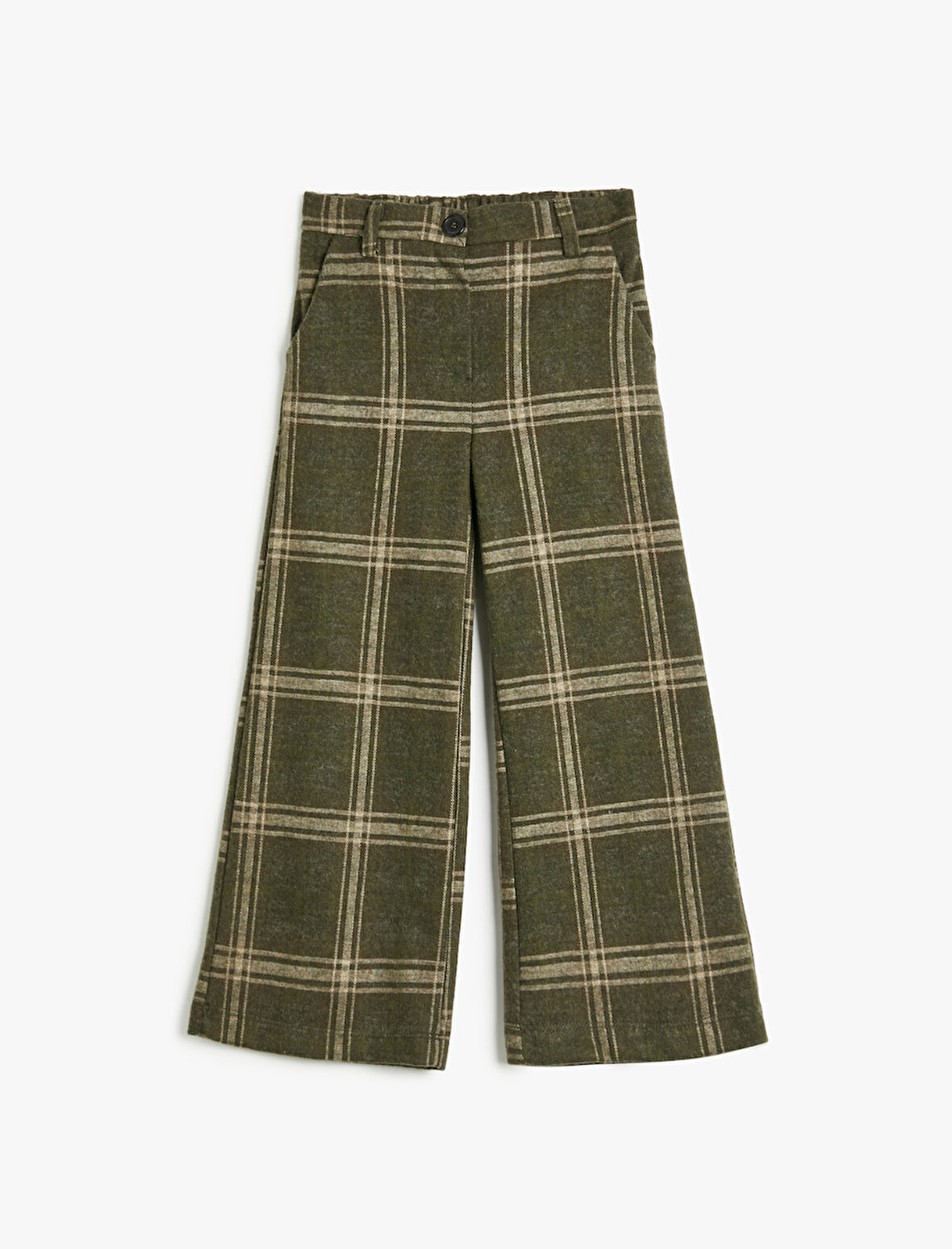 Geniş Paça Pantolon Düğme Kapamalı Cepli