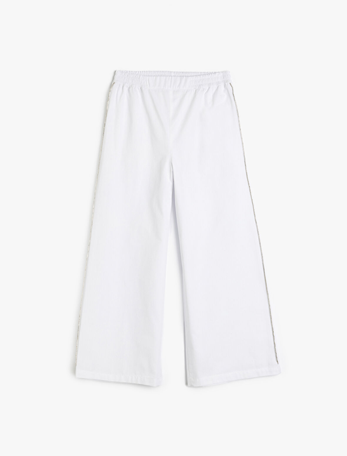 Beli Lastikli Pamuklu Geniş Paça Pantolon