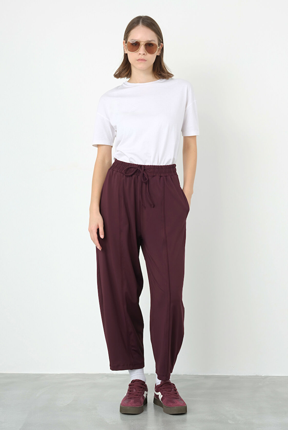 Parçalı Pantolon Mürdüm
