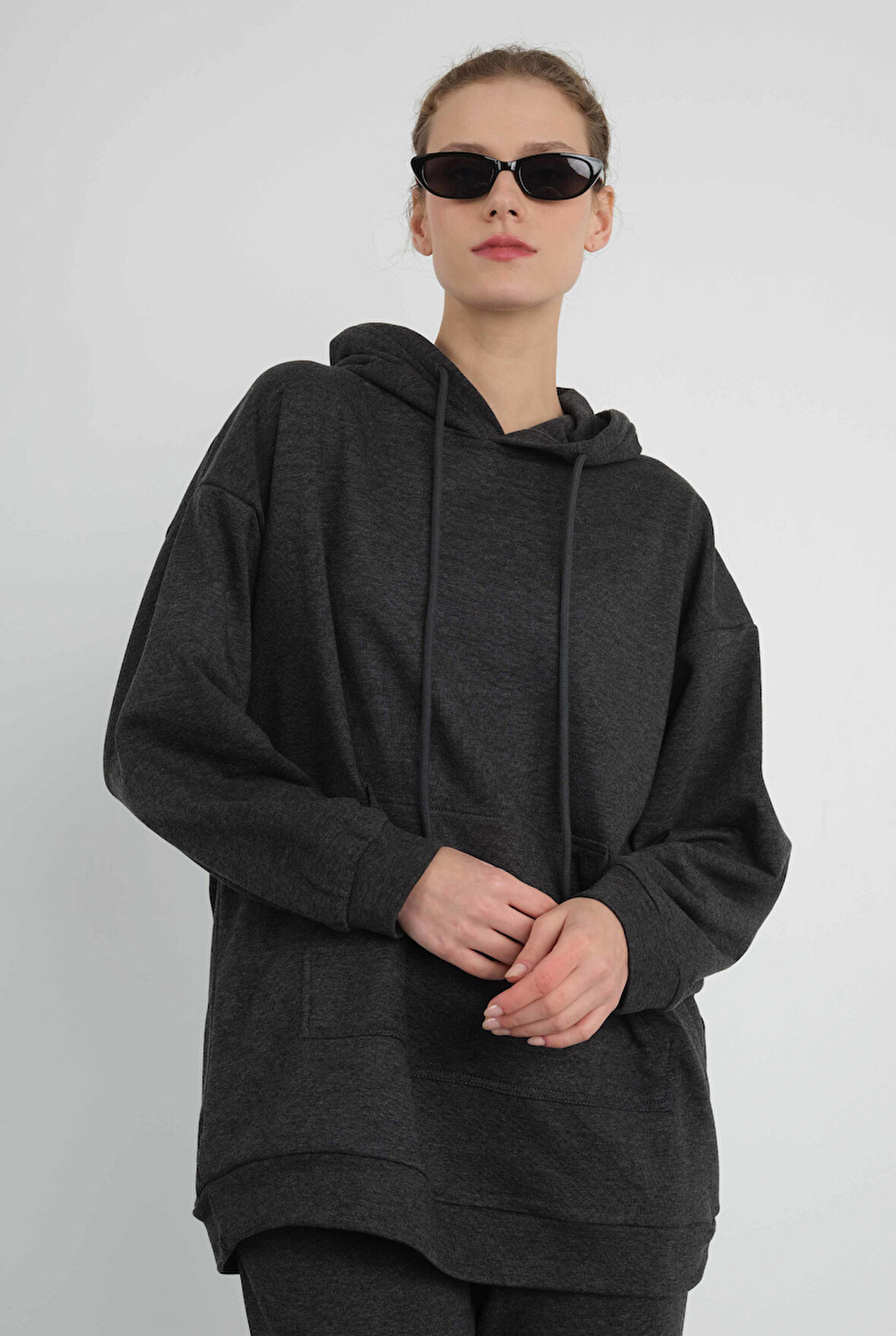 Kapüşonlu Sweatshirt Antrasit