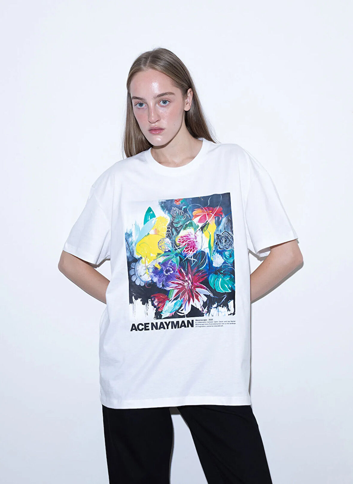 Ace Nayman Bisiklet Yaka Baskılı Çok Renkli Kadın T-Shirt SD TEE