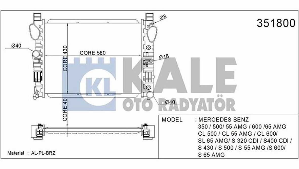 MOTOR SU RADYATORU S-CLASS W220 98-05 C215 99-06 - KALE 351800