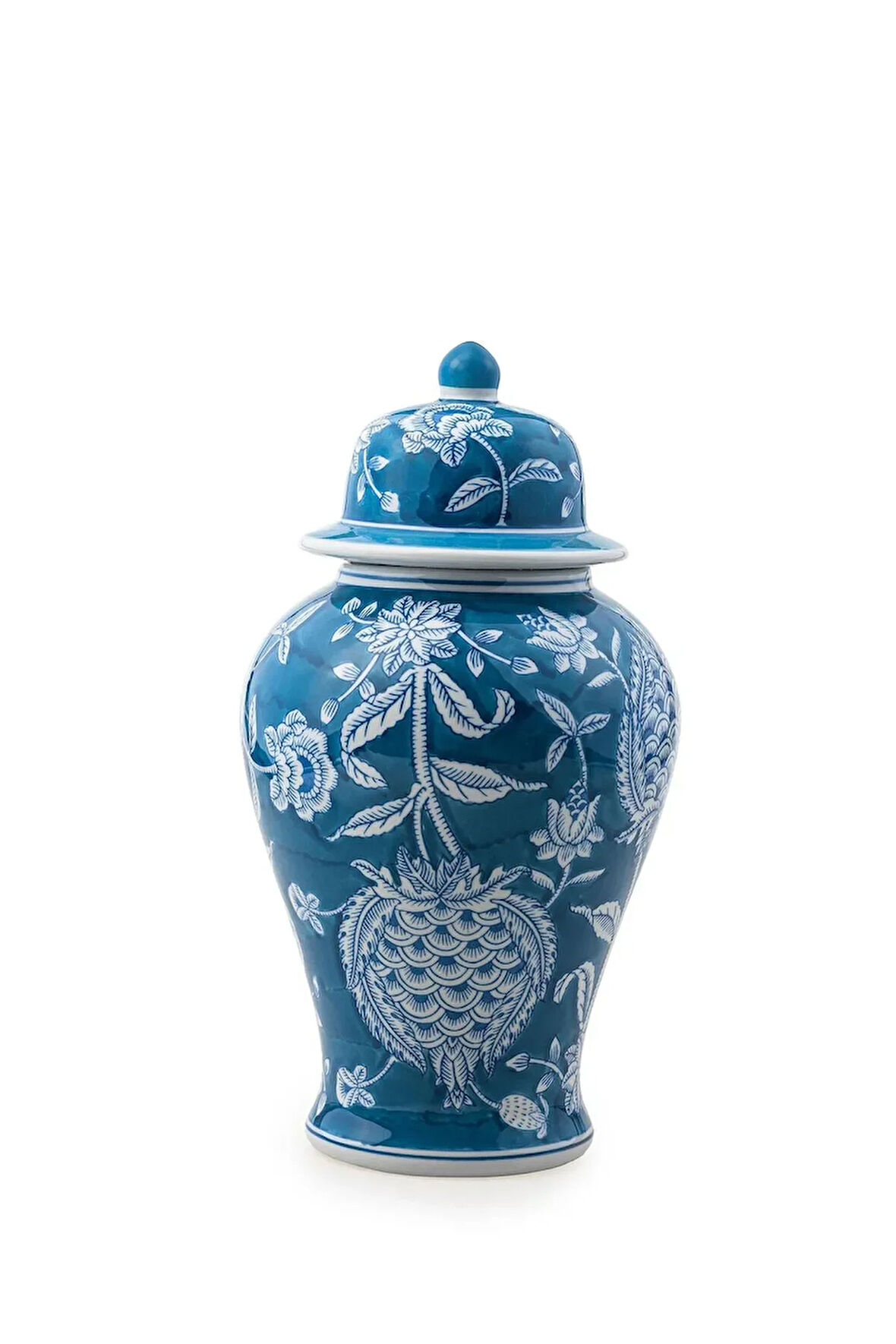 Dekoratif Kapaklı Küp Mavi 20x20x38 cm